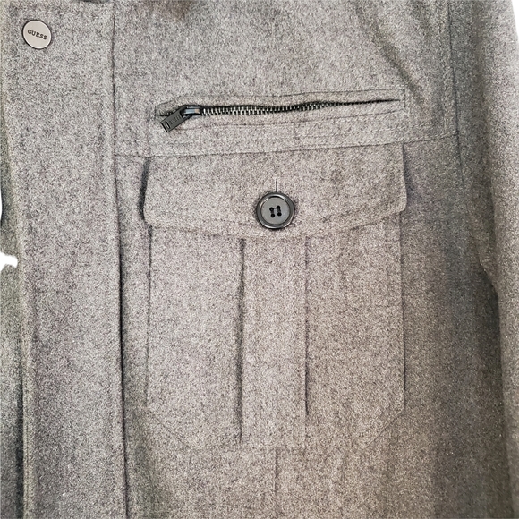 Guess Men's Military-Style Hooded Wool Blend Coat Sz. XXL